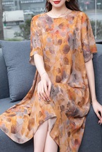 单层无里不透2025年大码女装夏季雪纺连衣裙胖妈妈A版裙显遮肚