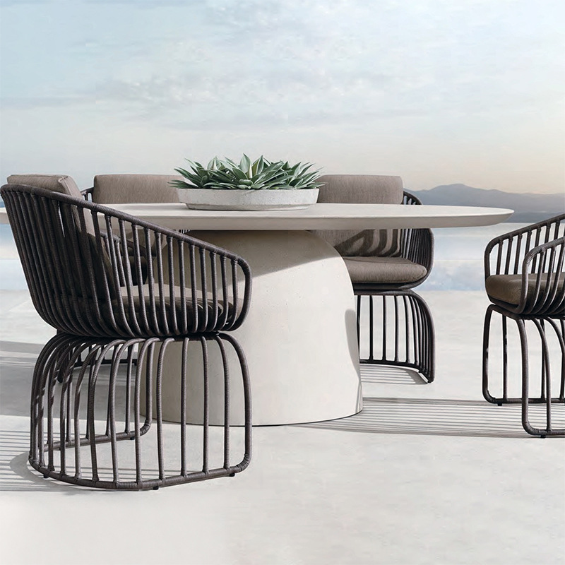 Mesa y silla al aire libre patio terraza a prueba de agua protección solar ocio muebles jardín al aire libre mesa y silla de caña combinación