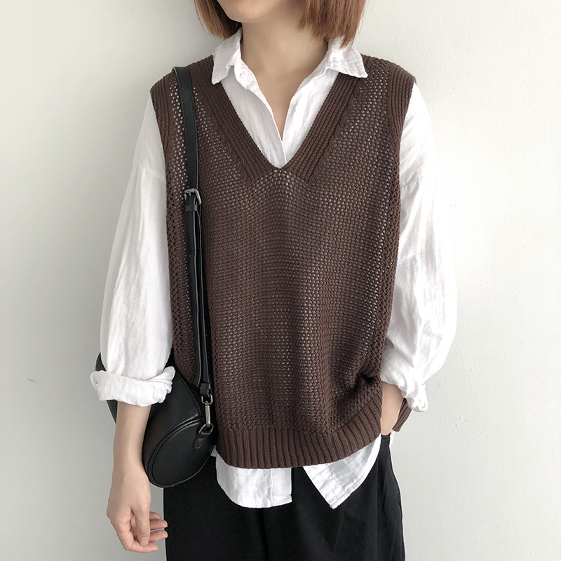 大きいサイズの馬甲の女性の春秋の新型の文芸のメリヤスの純色の綿の糸の袖なしのベストの女性は上着を着ます。|undefined