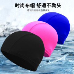 卸売スイミングキャップ高弾性非伸縮性ユニセックス布スイミングキャップ大人と子供用温泉プリント速乾性スイミングキャップ