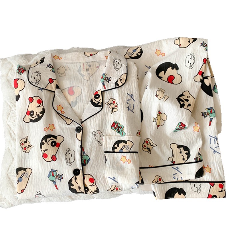 Cartoonins lápiz pequeño nuevo pijama hombre primavera y otoño nubes de algodón hilo de manga larga ropa de hogar para estudiantes adolescentes