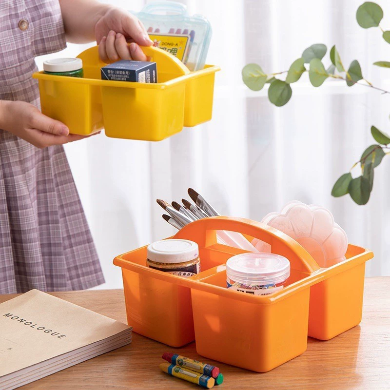 Rainbow plastic handheld storage box for kindergarten, brush painting, stationery, early education