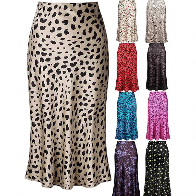 European and American Cross-border 2025 Spring and Summer Elegant High Waist Fishtail Satin Leopard Print Invisible Zipper Skirt European and American Cross-border 2025 Spring and Summer Elegant High Waist Fishtail Satin Leopard Print Invisible Zipper Skirt