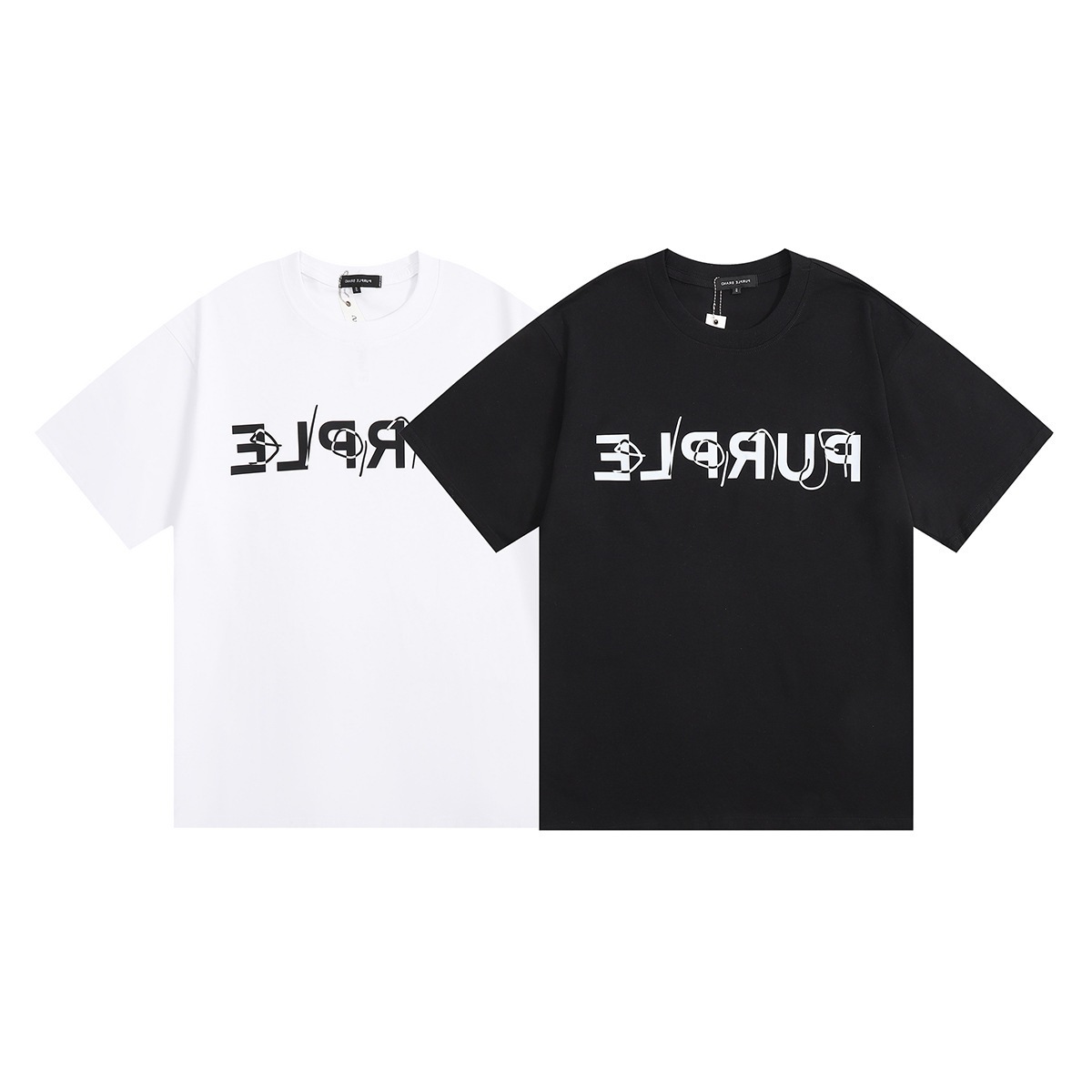 2024夏季新款 新晋潮牌purple简单纯色印花高克休闲T恤男款