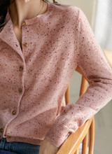 大牌女裝余單外貿出口日本剪標尾單粉色長袖圓領羊絨針織開衫女潮