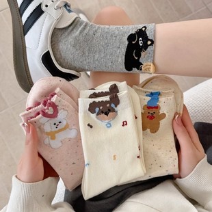 Children's Fun Point Yarn New Cute Cat Dog Cartoon Cotton Socks Mid-tube Socks Women's South Korea Ins Stacking Socks for Children