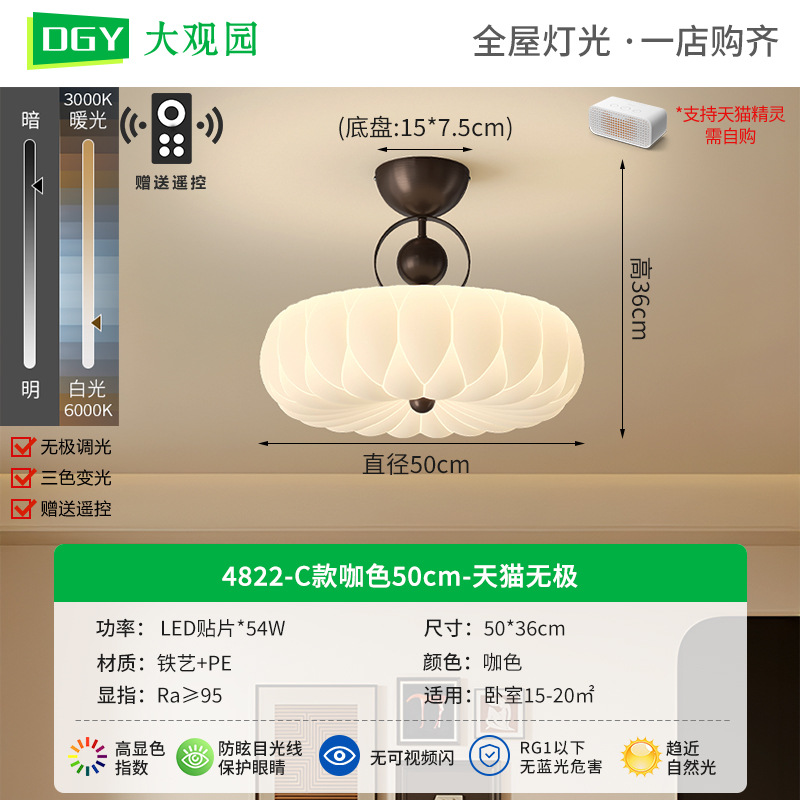 Lámpara de techo para dormitorio Grand View Garden, lámpara de dormitorio principal de estilo vintage con protección para los ojos, nueva lámpara creativa de estilo chino para sala de estudio, iluminación Zhongshan 274L.