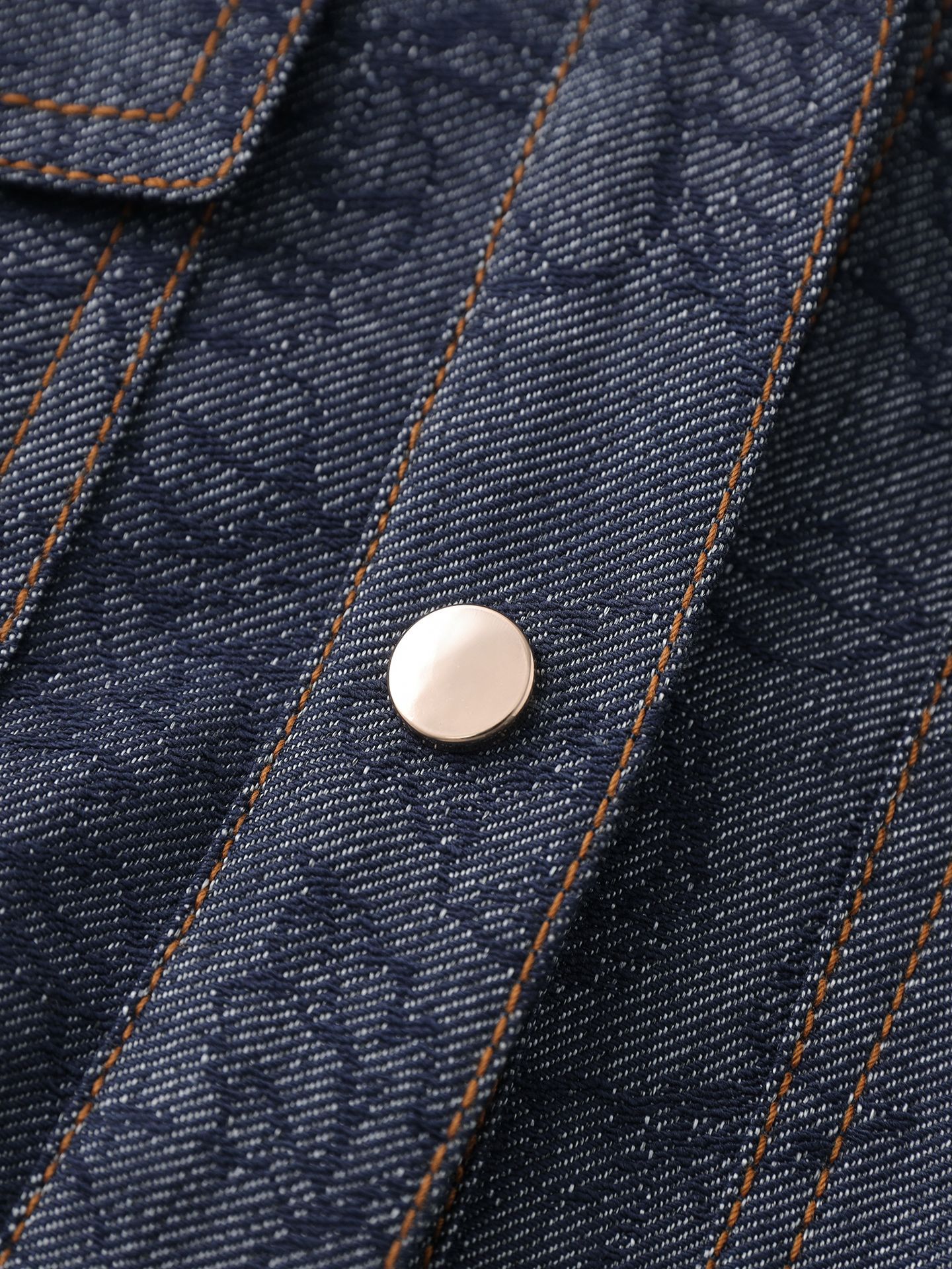 Váy liền denim jacquard cổ điển dáng dài vừa thắt eo tôn dáng — Màu xanh đậm
