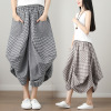 1560# Real shot 2022 summer new pattern literature Easy Cotton and hemp lattice Elastic waist skirt Lantern skirt