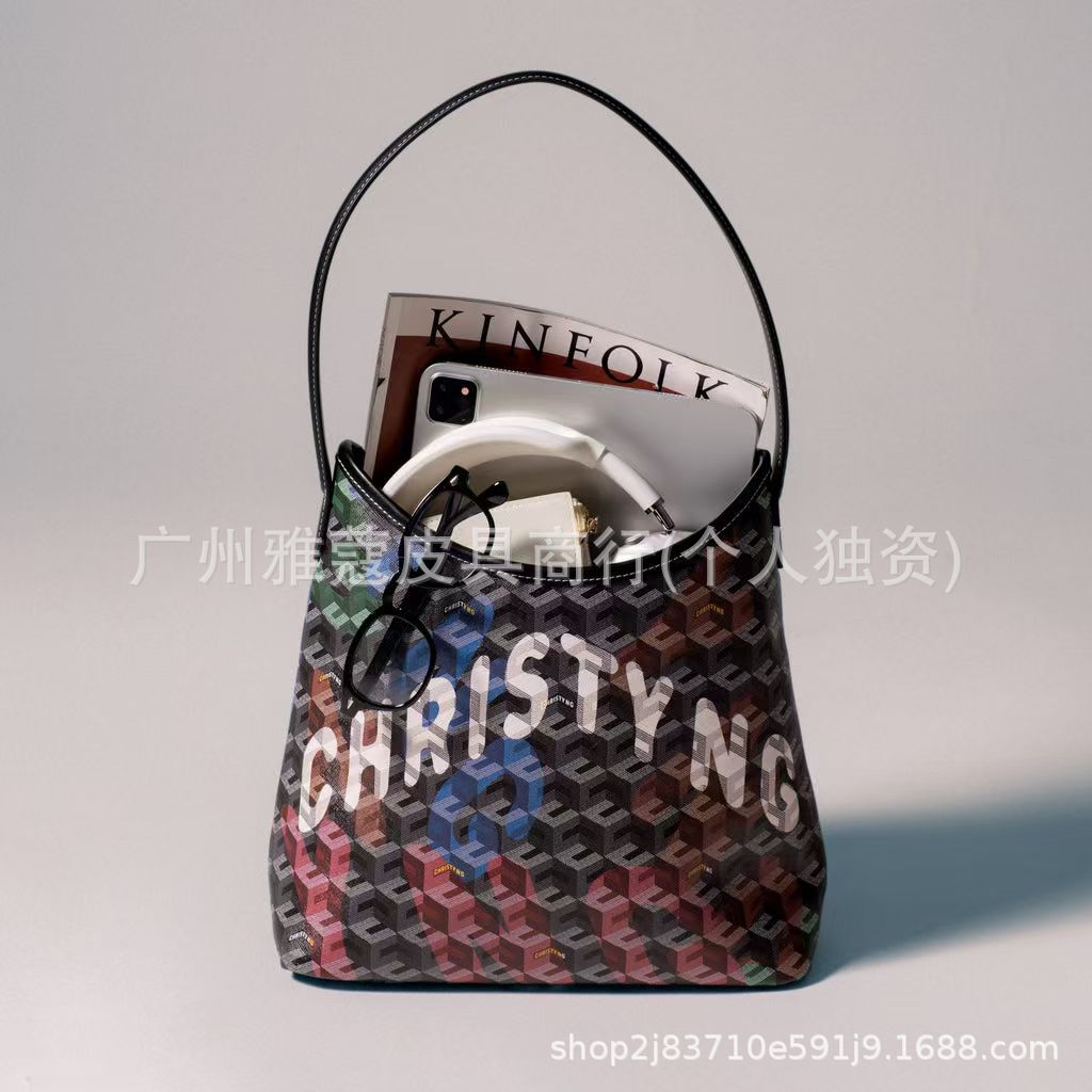 Christy ng跨境简约时尚新款手提印花包单肩腋下女包子斜挎包hobo