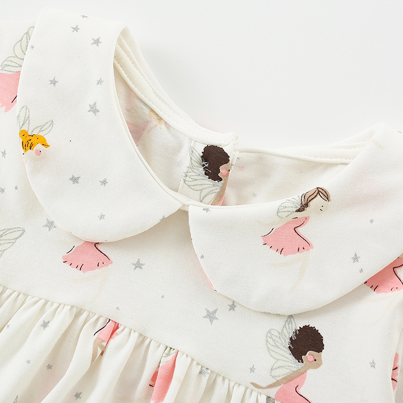 En stock malwee niños vestido de otoño nuevos niños de manga larga impresa cuello redondo casual niña princesa vestido