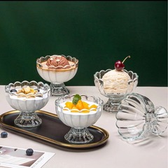 ライト高級シンプルなガラスデザートカップアイスクリームフルーツアイスクリームカップ家庭用フルーツヨーグルトカップ
