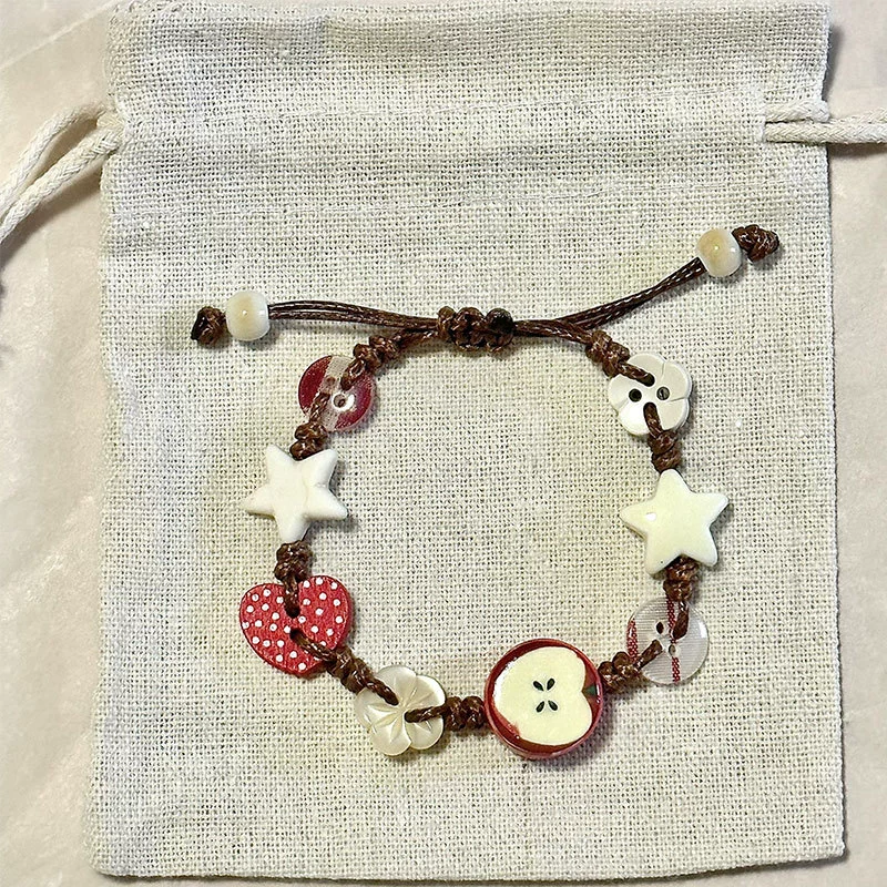 Beaded children's bracelet, adjustable cord, assorted charm styles, 10 cm