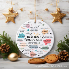 跨境新款Boss Bitch Affirmations Holiday Decor肯定语节日装饰
