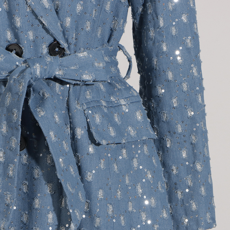 Damenbekleidung Temperament Anzugjacke Herbst neue lange Windjacke vielseitiger Schnürer High-End langer kleiner Anzug_voghion.com