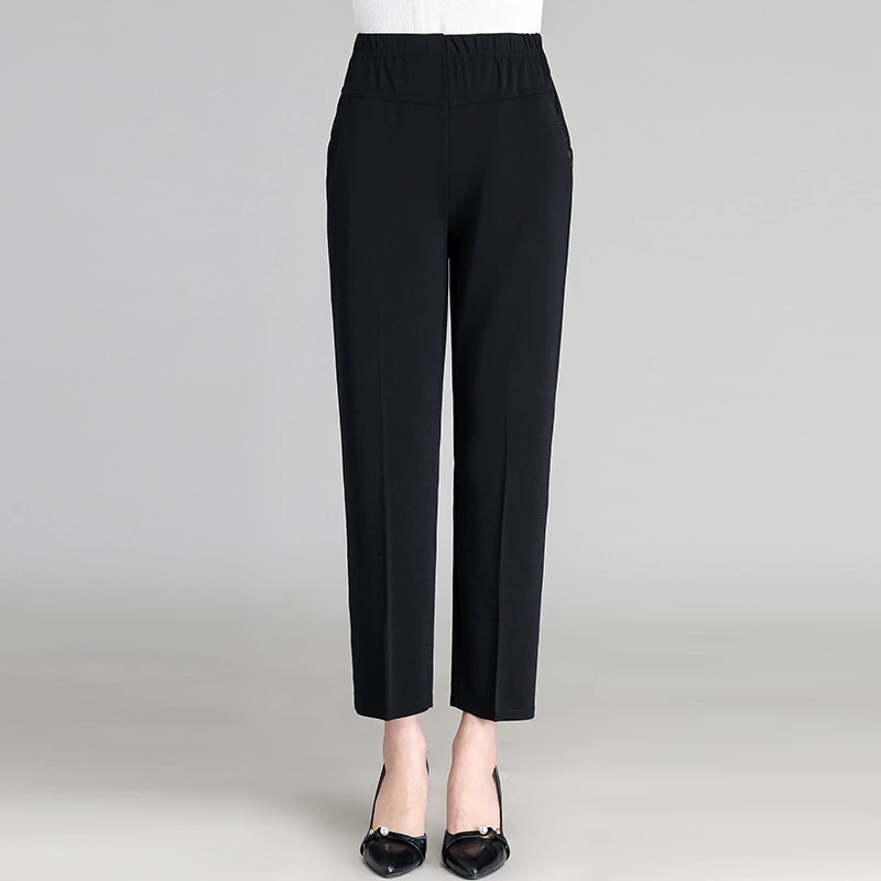 Мама брюки хлопковые и конопляные тонкие средние и пожилые женские укороченные брюки с высокой талией повседневные брюки свободные ледяные штаны бабушки летом