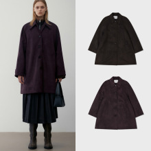 2025秋款韩国low clas*ic复古翻领环保麂皮绒单排扣宽松大衣外套