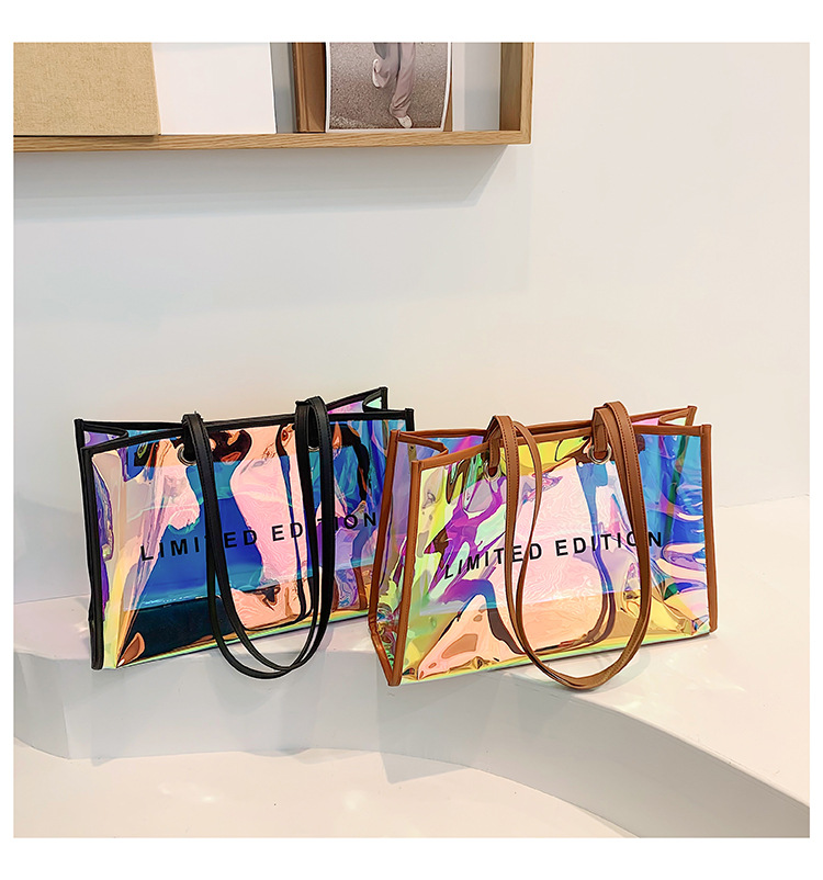 Streetwear Letter Transparent Square Zipper Tote Bag display picture 4