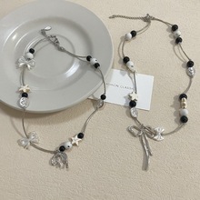 精致小清新蝴蝶结星星圆珠锁骨链时尚高级少女感ins小众项链