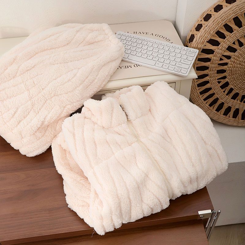 Pijamas de invierno con cremallera al por mayor transfronterizos de 300g de peluche de coral grueso de color sólido conjunto de ropa para el hogar