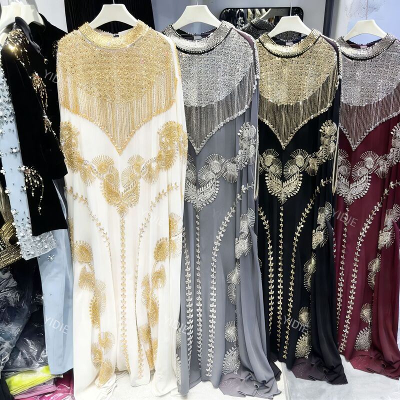 Luxury Cross-Border Fashion Sequined and Beaded Batwing Cape Gown Dress with an Elegant Feel for Women's Evening Wear Luxury Cross-Border Fashion Sequined and Beaded Batwing Cape Gown Dress with an Elegant Feel for Women's Evening Wear