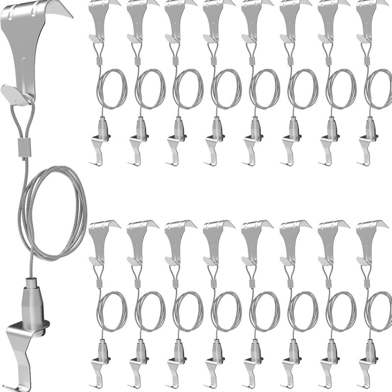 8Pcs Picture Rail Hanging Adjustable Picture Wire Hook Kit 0.06in(1m) Long Cable Picture Hanging