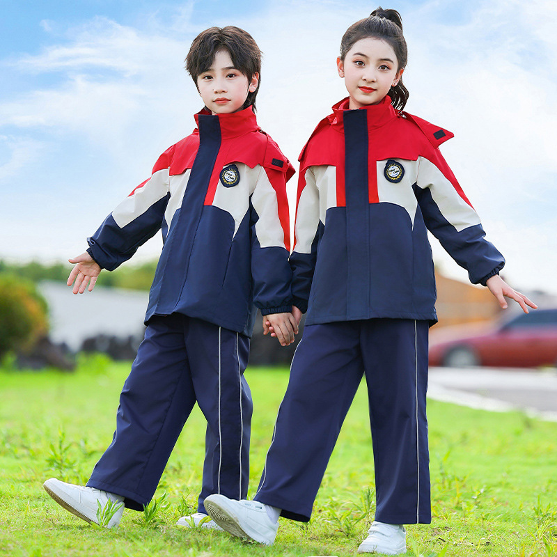幼儿园园服班服冲锋衣装红色2023新款小学生校服运动会开幕式服装