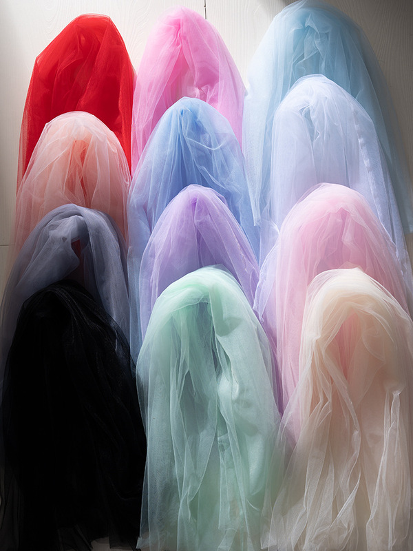 Ins Fairy Fog Gauze Mesh Fabric Soft Handmade DIY Solid Color Lace Veil Transparent Tulle Garment Fabric