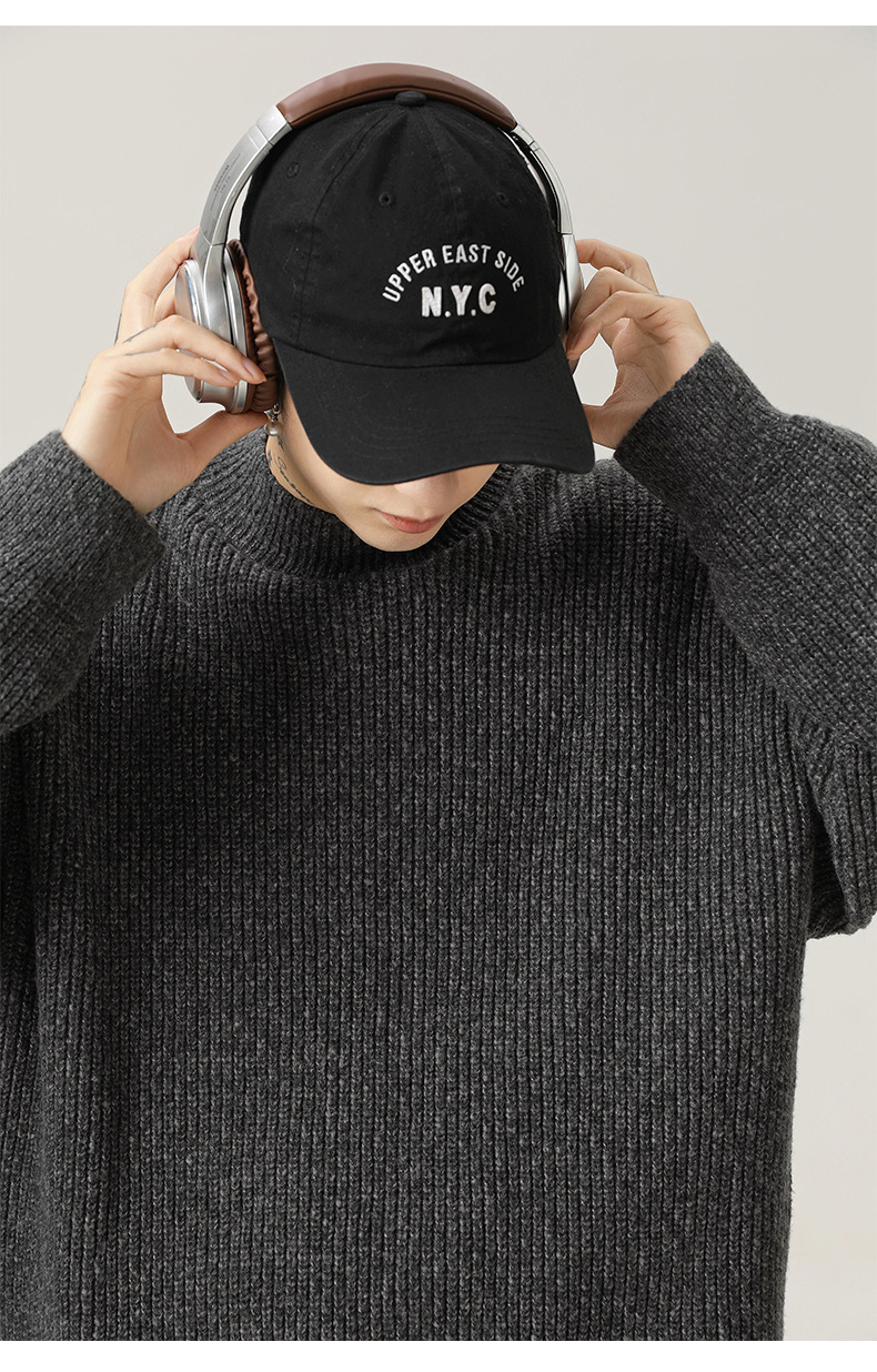 Men’s Vintage Thick Knit Half Turtleneck Sweater Texture Jacquard_voghion.com