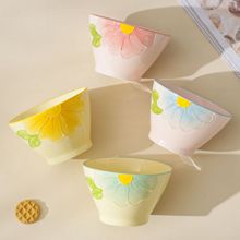 5英寸斗笠碗高颜值陶瓷碗家用吃饭面碗手绘浮雕早餐具沙拉甜品碗