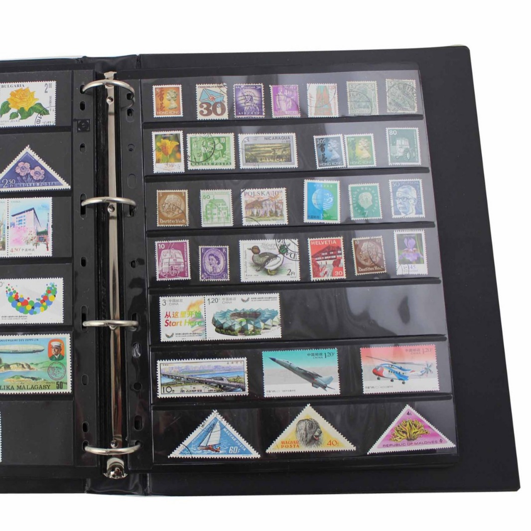 Estándar de nueve hoyos de fondo negro de doble cara álbum de sellos de hojas sueltas de reemplazo libro de colección de monedas página interior de posicionamiento de sellos