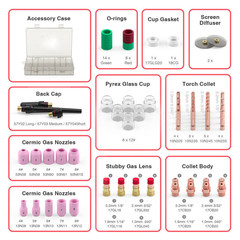 71PCS氬弧焊槍易損件WP-17/18/26焊接Pyrex玻璃杯連接體71件套裝