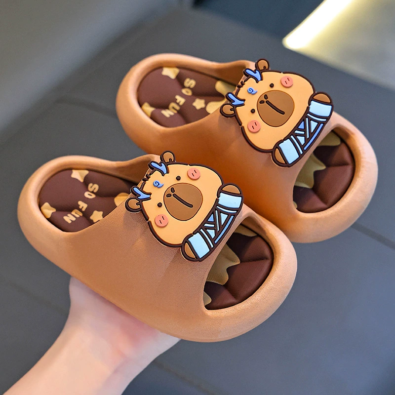 Ao Bing Капибара Летние детские холодные тапочки для мальчиков и девочек нескользящие мягкие ванные комнаты