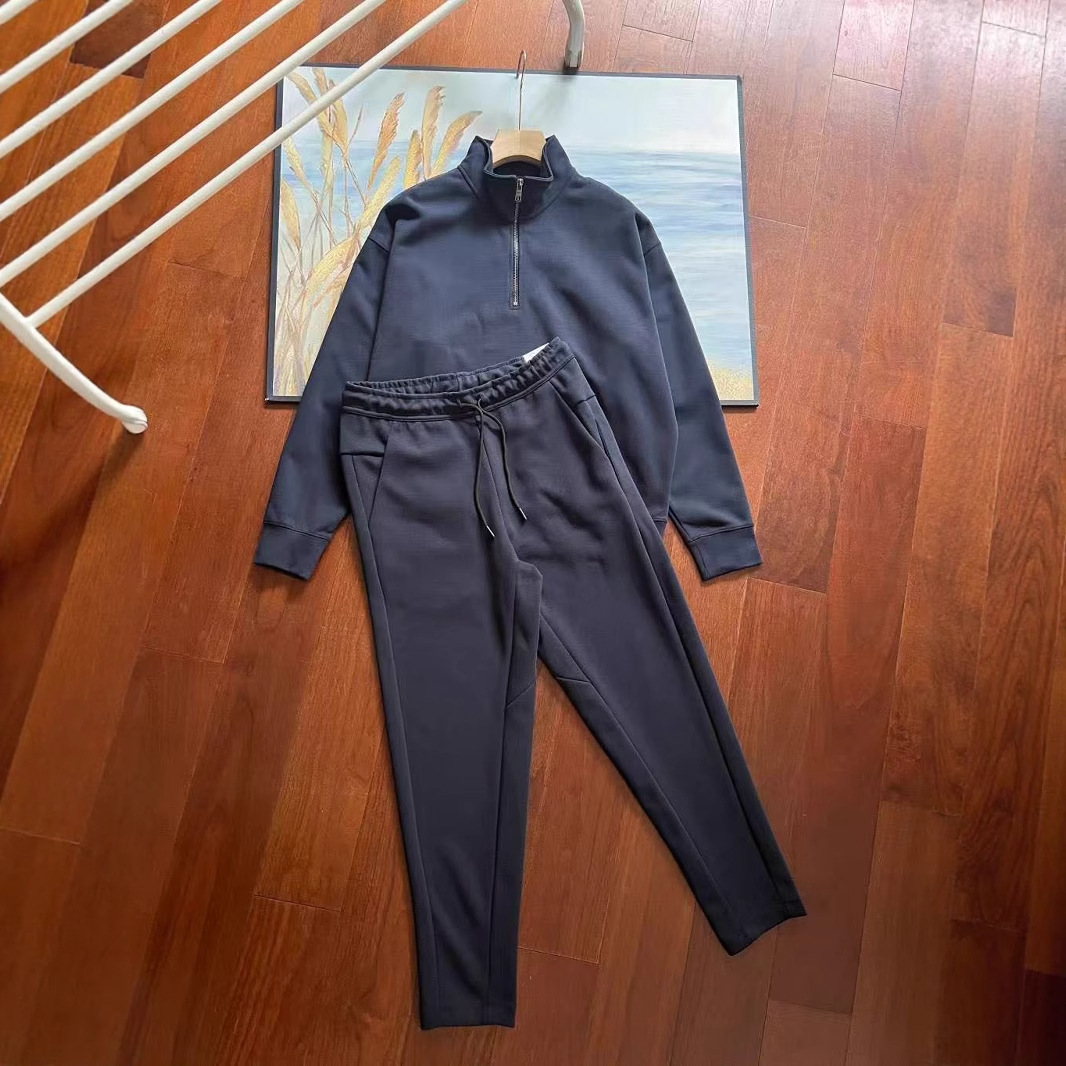 Suéter con media cremallera con cuello alto y ocio deportivo de primavera para hombre, estilo de primavera 2025, pantalones holgados deportivos 210.