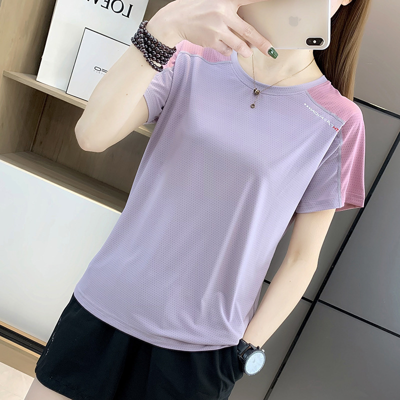 速乾性半袖Tシャツ レディース 夏新作 ランニング フィットネス スポーツウェア アイスシルク 通気性Tシャツ 卸売 カジュアル ファッション|undefined