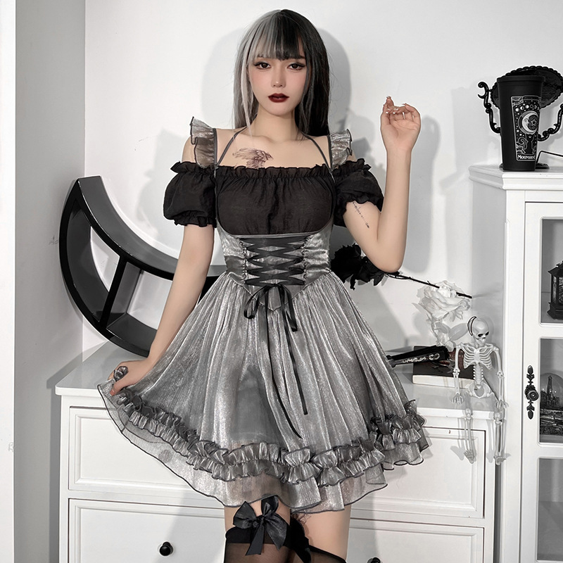 Gothic Style Backless Mesh Straps Tutu Skirt NSGYB116284