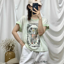 2025�ļ��¿� ���Ŵ���ײɫӡ����˿����T��Ů ����Բ����ͷT��Ů