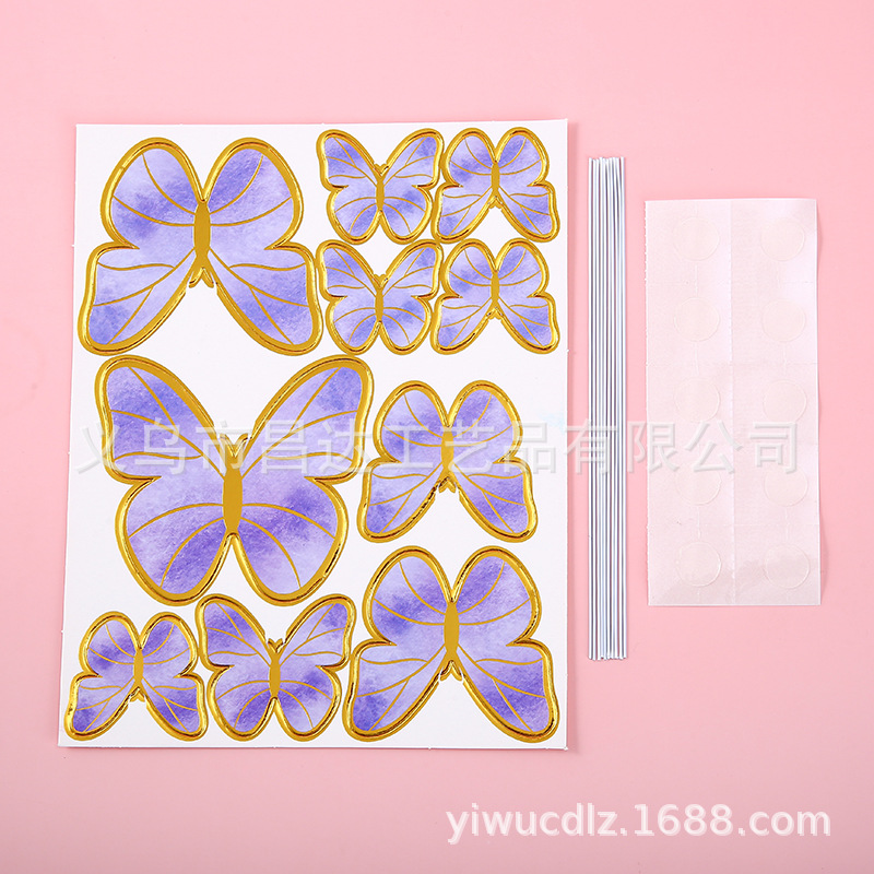 Cake Decoration Internet Celebrity Ins Style Pink Purple Fairy Butterfly Cake Decoration Insert Birthday Cake Insert