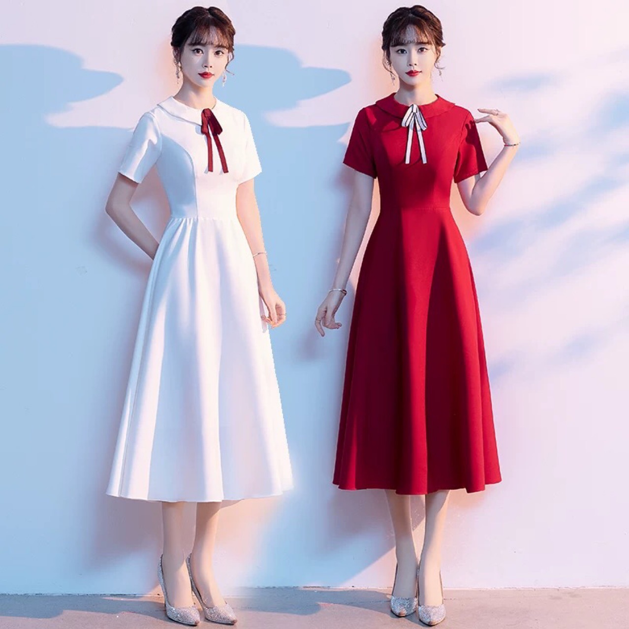 现代大合唱演出服女长裙学生诗歌朗诵指挥服装舞台红歌比赛演出服-阿里巴巴