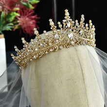 新娘新款金色皇冠 百搭新娘白紗頭冠公主冠生日結婚頭飾品