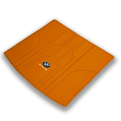 Trunk Mat: Mat, 23 Models of Bmw - microfiber-leather-vibrant-orange-bmw-logo-bmw-z4-trunk-mat