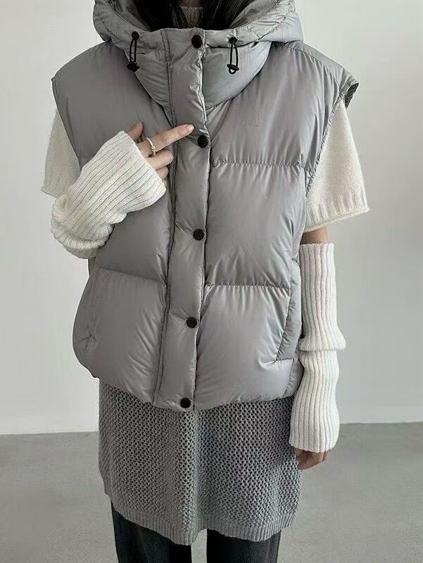 2025冬韩国东大门连帽羽绒服马甲男女款外穿坎肩背心百搭休闲风|undefined