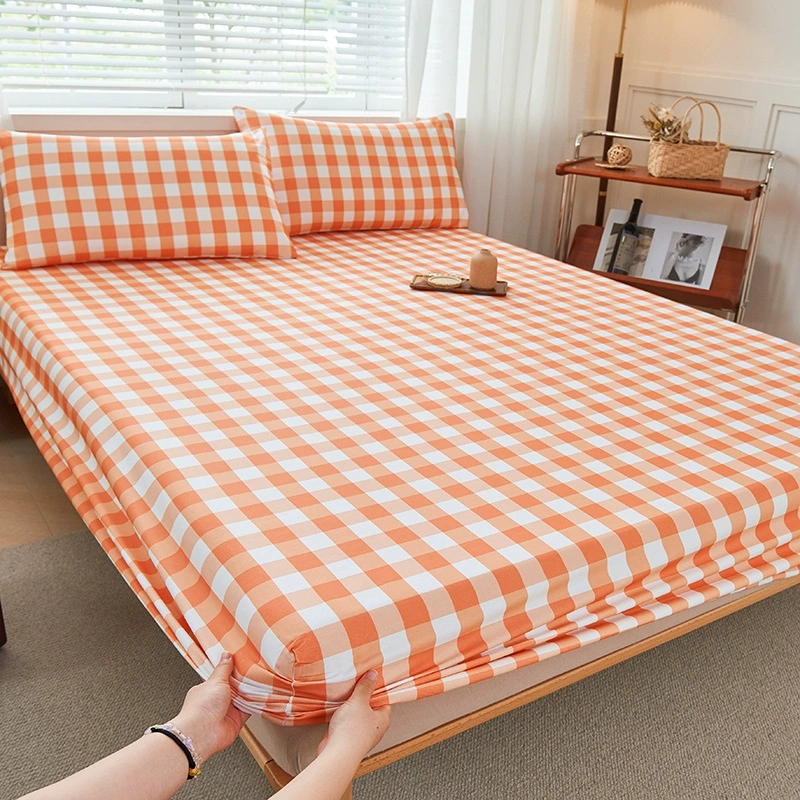 Thickened old coarse cloth sheets, simple striped home double machine washable student dormitory sheets, can be equipped with a three-piece set