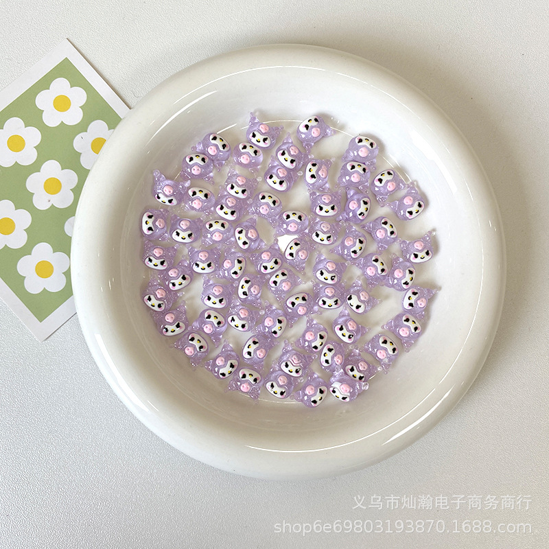 Tamaño pequeño hielo transparente flash fino Sanrio accesorios de resina DIY teléfono móvil Shell agua taza crema pegamento horquilla decoración uñas