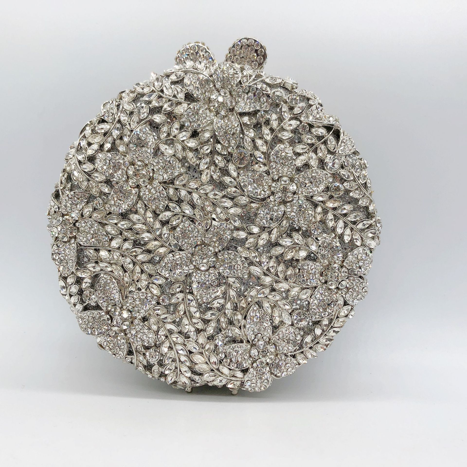 Bolsa de cena redonda de flores de trigo con diamantes, bolsas de maquillaje europeas y americanas, bolsas de diamantes, bolsas de joyas, bolsas de embrague