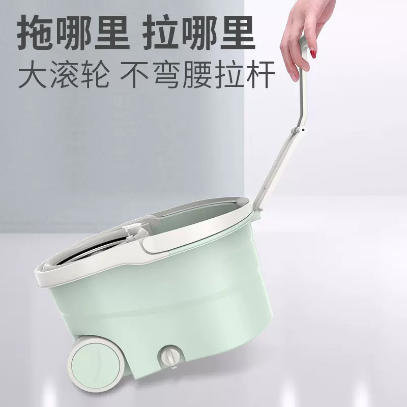 厂家批发旋转拖把桶双驱动拖把家用免手洗拖布桶自动手压好神拖