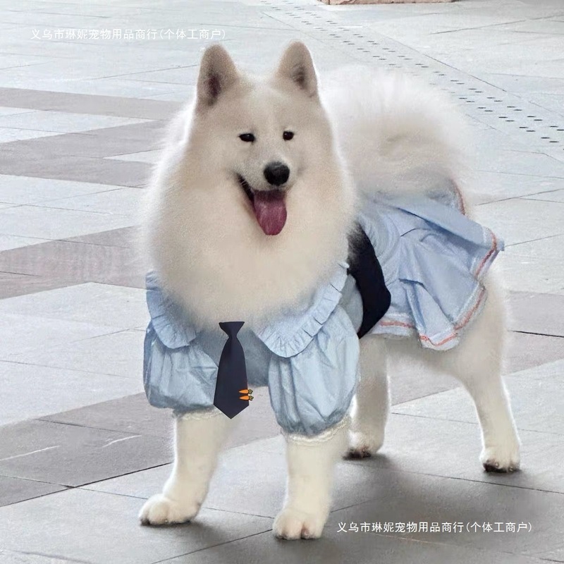 ペット春夏薄手中大型犬プリンセスレーススカートかわいい犬猫服サモエド抗脱毛|undefined