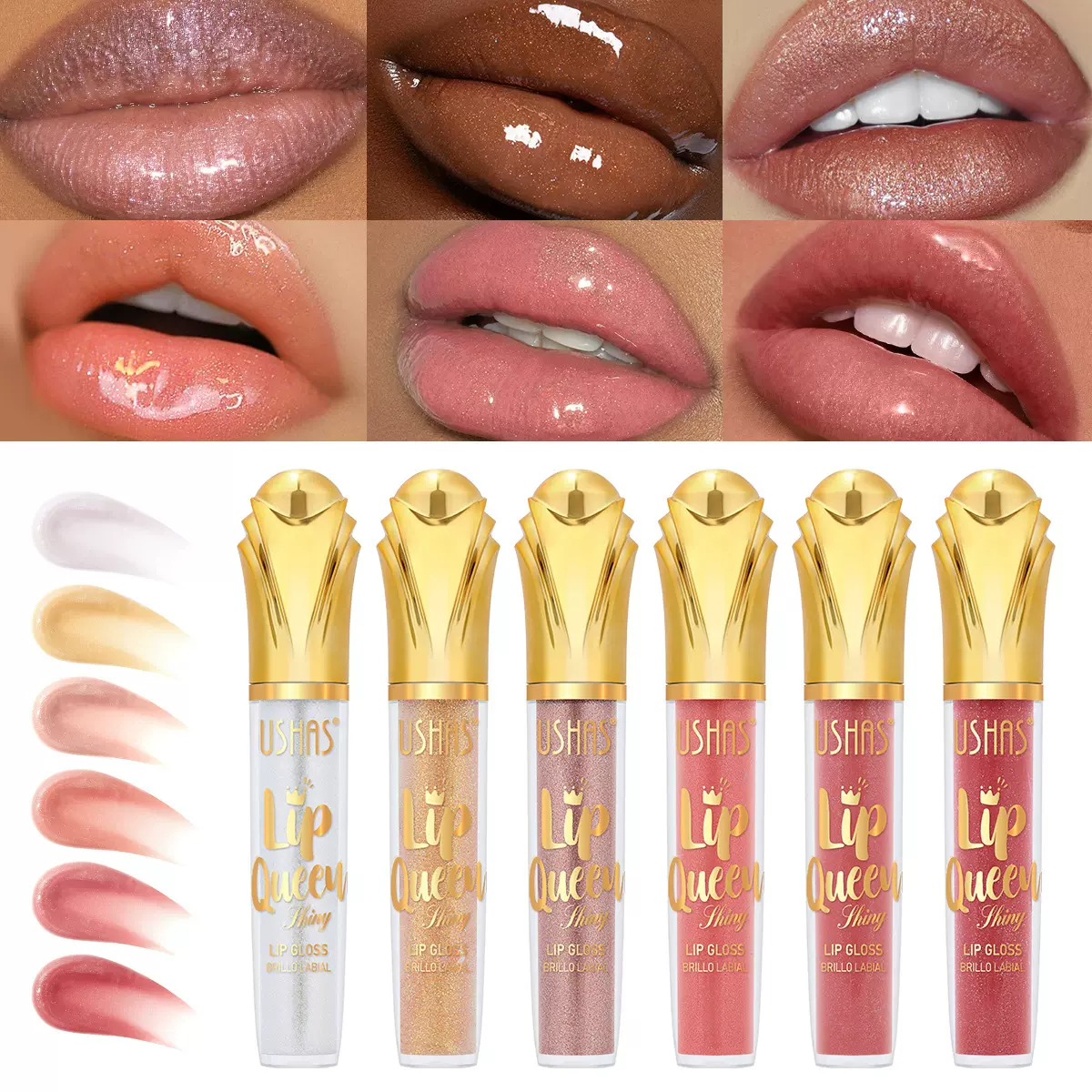 USHAS亚马逊爆款跨境唇彩唇彩亮片持久保湿液体化妆品lip gloss