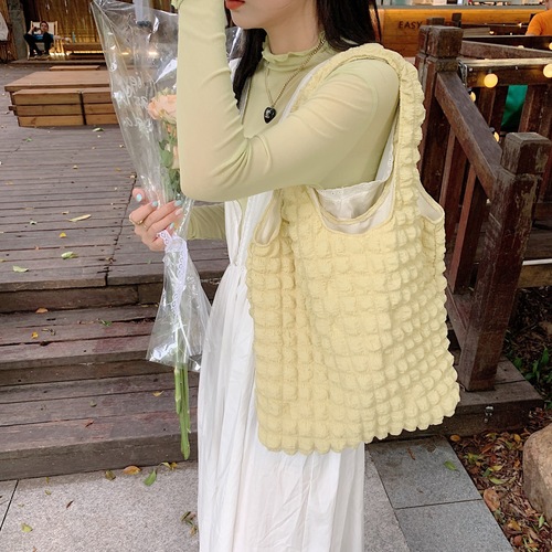 2522 Western Style Cloud Bubble Flower Shoulder Bag Vest Bag Female Student Simple Handbag Female Bubble Vest Bag