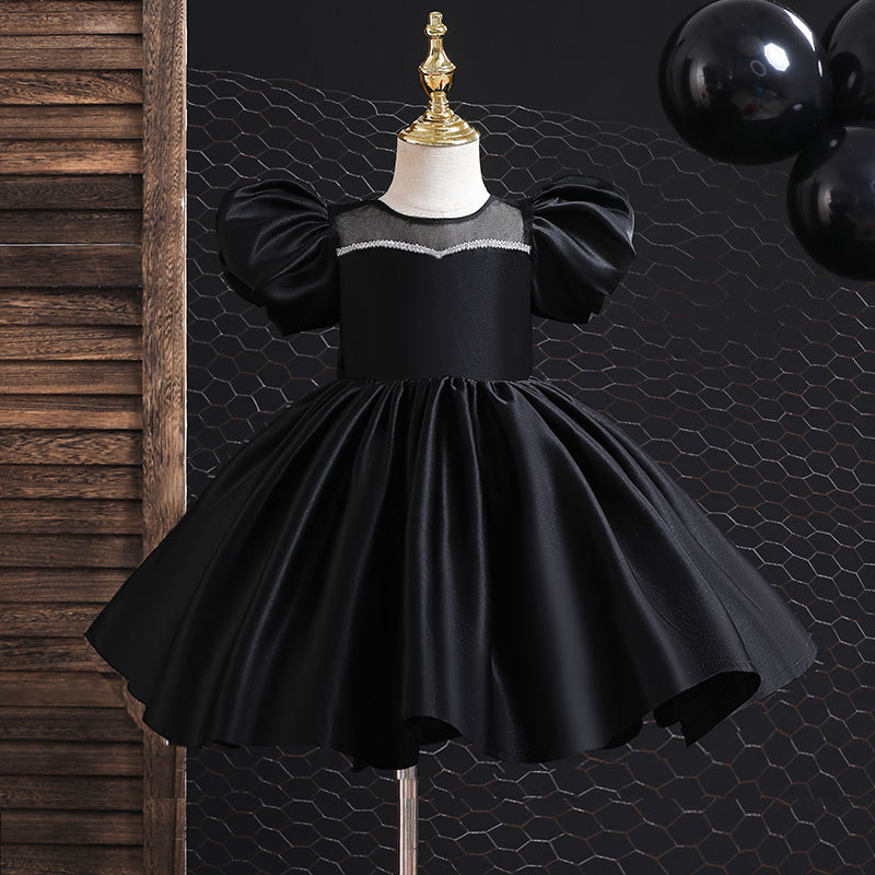 Vestido de cetim para menina estilo coreano com laço_voghion.com